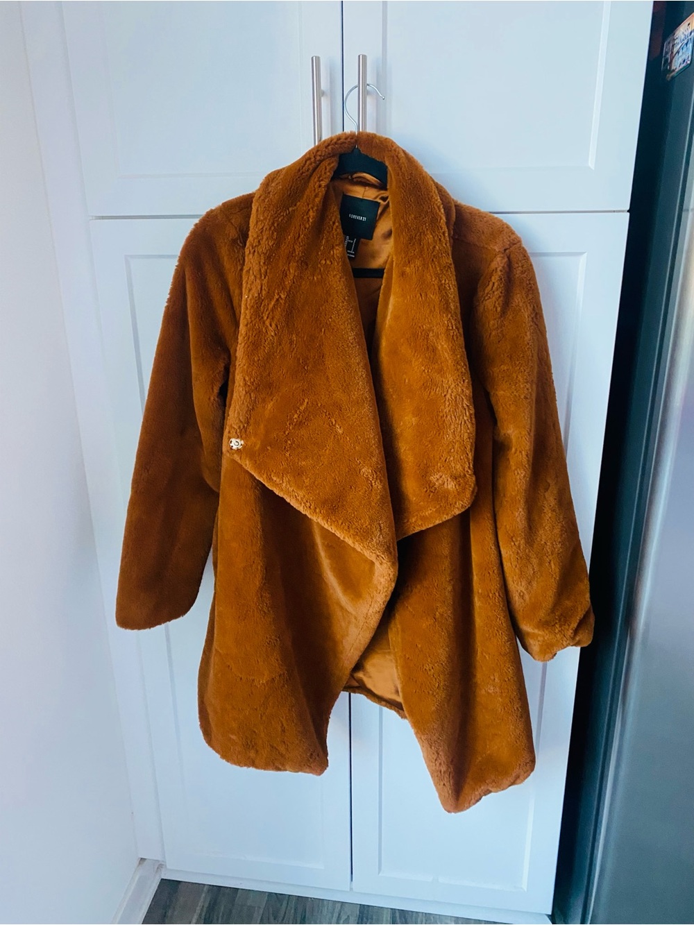 Forever 21 womens brown small faux fur jacket winter